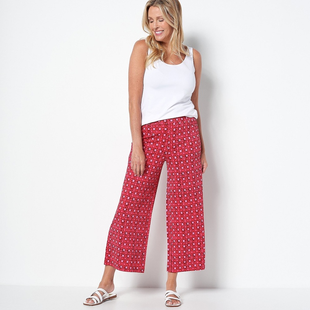 Isaac Mizrahi Live! Petite Mixed Print Pebble Pants Pink petite XL